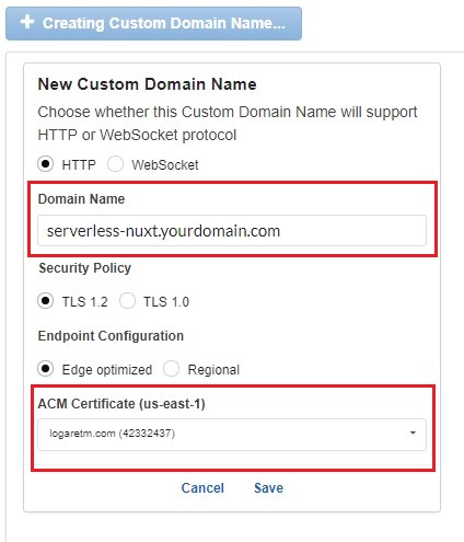 Setting a custom domain name for AWS APIGateway